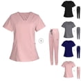 thumbnail image 3 of EQWLJWE Plus Size Women's Scrub Set, V-Neck, Jogger Pants, Clearance, 3 of 4