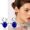 Blue, variant on Flower Earrings - Large Floral Studs with Double Hoop Design for Pierced Ears - Elegant Floral Jewelry for Women