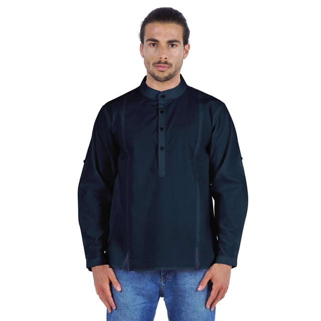 Atasi Chemise Henley Indienne pour Homme à Manches Longues, Décontractée, Col Mandarin, Courte Kurta