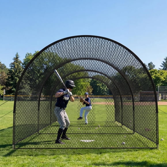 Cage de Frappe de Baseball de 33 Pi avec Cadre en Acier et Filet, Filet d'Entraînement de Baseball Robuste pour le Softball et le Golf, Équipement d'Entraînement de Baseball pour Cour Arrière