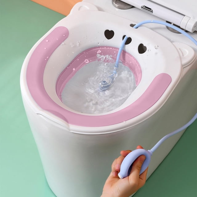 Bassin de Bain Pliable et Rabattable pour s'Asseoir pour le Confort, Baignoire Portative pour Trempage des Hanches Compatible avec les Sièges de Toilette Standard (39x37 cm), Conception de Rangement Facile