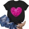 thumbnail image 1 of TIMIFIS T-Shirts de la Saint-Valentin pour Femmes Été Décontracté Ample à Manches Courtes Col Rond T-Shirt Imprimé Cœur d'Amour, 1 of 4