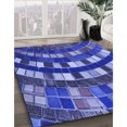 thumbnail image 3 of Ahgly Company Tapis d'Intérieur Lavable en Machine Carré Bleu Cobalt Transitionnel, 6 Pieds Carré, 3 of 7