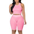 thumbnail image 2 of Ensembles d'Entraînement pour Femmes, Tenues Deux Pièces Unies, Été, Hauts Sans Manches à Col Rond, Shorts, Pantalons, Ensemble, Tenues pour Femmes, Ensembles 2 Pcs en Liquidation, 2 of 5
