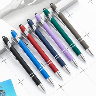 Musbetu 2Pcs 1.0 Nib Refill Replaceable Ballpoint Pen with Clip Comfortable Grip Metal Aluminum Rod Black Ink Writing Pen Office Supplies