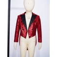 thumbnail image 3 of Xnihocha Veste de Smoking pour Garçon, Blazer à Paillettes, Queue-de-Pie, Habit Queue d'Hirondelle, Souper, Fête, Manteau Habillé Formel, Bourgogne 8, 3 of 7