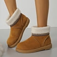 thumbnail image 2 of Bottes d'Hiver Courtes en Velours Chaudes pour Femmes : Couleur Unie, Bout Rond, Talon Bas Style Cheville, 2 of 9