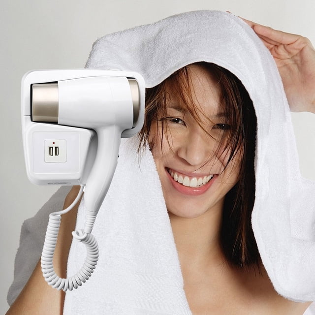 Salon Power Wall Mounted Hair Dryer for Bathroom with Heavy Duty Fast Drying Motor and Included Bracket