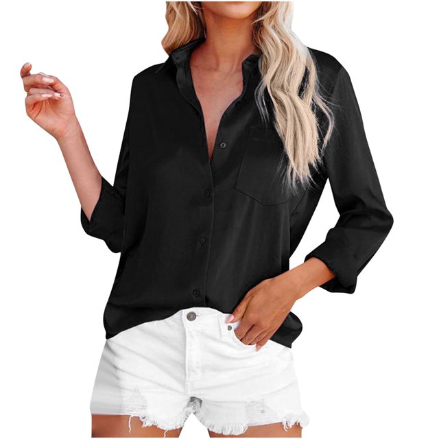 Birdeem Hauts pour Femmes Chemise à Simple Boutonnage à Manches Longues Hauts Chemise Ample à Col Chemisier