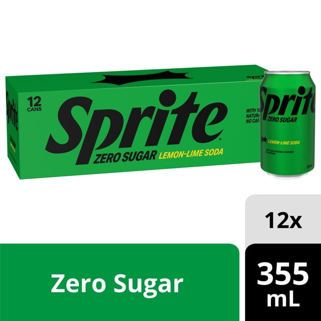 Sprite Zero Sugar Lemon-Lime Soda Pop Cans, 355 mL, 12 Pack