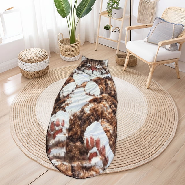 Adult Sleeping Bag with Cats Pattern, Soft Fabric, Enveloping Design, Washable Travel Camping Sleepover Lounge, 1-Pack