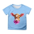 thumbnail image 1 of MIASHUI T-Shirt Amusant pour Enfants avec Lapin, Filles Garçons, Manches Courtes, Col Rond, Pâques, Bleu Ciel, 3-4 Ans, 1 of 4