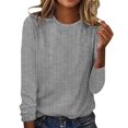 thumbnail image 1 of WTXUE T-Shirts à Manches Longues, Chandails à Col Rond pour Femmes Automne Hiver Décontractés à Rayures T-Shirt Haut Rayé Hauts Décontractés pour Femmes Gris/à Rayures m, 1 of 5