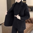 thumbnail image 2 of Lovzfmll Men's Wool Blazer Solid Color Notched Lapel with Pockets Black, 3XL, 2 of 6