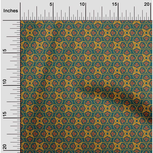 oneOone Polyester Lycra Fabric Floral Block Printed Fabric 1 Yard 56 Inch Wide
