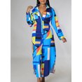 thumbnail image 3 of Tralilbee Nouvelle Robe Blouse Style Manches Longues Décontractée Mode Manches Imprimé Robe de Fête pour Dames Bouton Tenue d'Intérieur Col à Revers Mode Urbaine Fête d'Anniversaire, 3 of 5