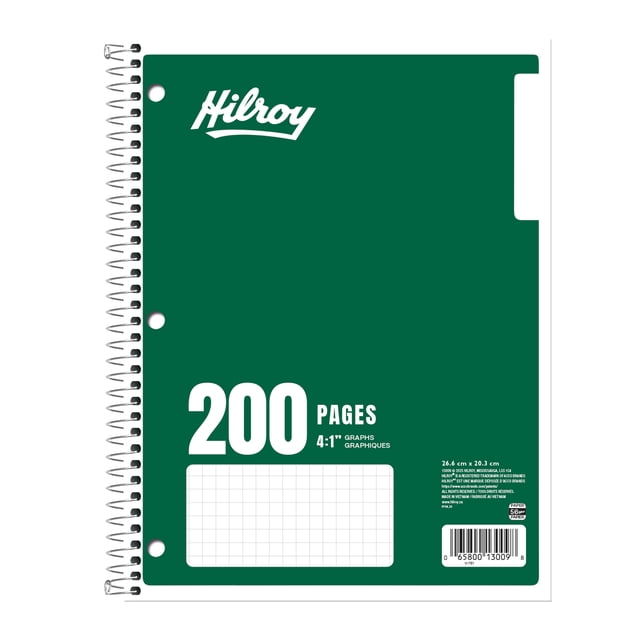 Hilroy® Quad 4-1" 200pg Notebook, Green