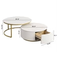 thumbnail image 2 of Table Basse Ronde Moderne de 27,6 Pouces Emboîtable Cannelée avec Tiroir pour Salon à la Maison, Blanc+or, 2 of 8