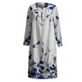 thumbnail image 3 of Robes pour Femmes Dames Décontractées Mode Imprimées Col Boutonné Robe à Manches Longues avec Poches Noir G, 3 of 4