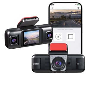 EGNMCR Dash Cam 2inch écran tactile 1080P HD Enregistrement de conduite avant et intérieur avec WDR Surveillance de la vue nocturne Loop enregistrement APP Caméscope
