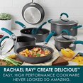 thumbnail image 2 of Rachael Ray Create Delicious Hard Anodized Nonstick Cookware Pots and Pans Set, 11 Piece, Gray with Teal Handles, 2 of 5