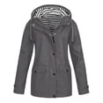 thumbnail image 1 of Veste à Doublure Rayée pour Femmes, Extérieur, Cordon de Serrage, Randonnée, Imperméable, Manteau d'Hiver Chaud à Capuche, Manteau de Sport, 1 of 4