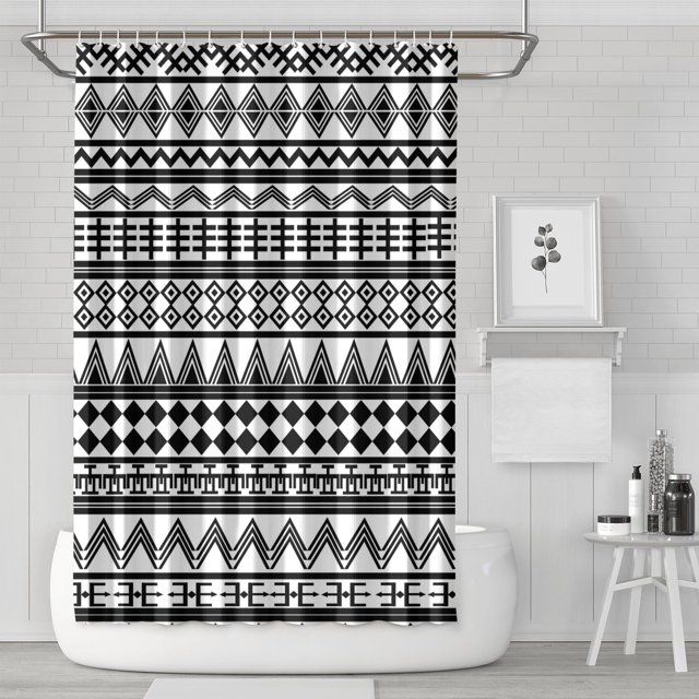Mid Century Neutral Geometric Abstract (3) Shower Curtains Waterproof Shower Liner,Contemporary Chic Polyester Bathroom Curtain,bath curtain shower liners with plastic hook 72x72Inch