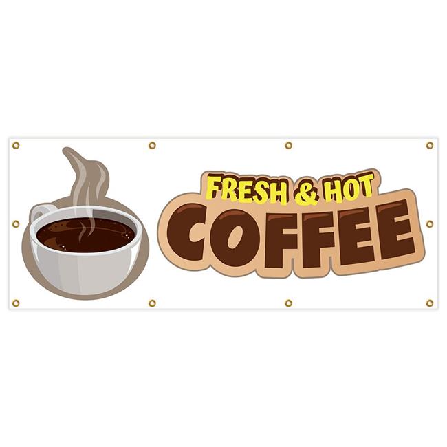 SignMission B-96 Fresh Hot Coffee Bannière 36 x 96 Po. - Café Chaud Frais