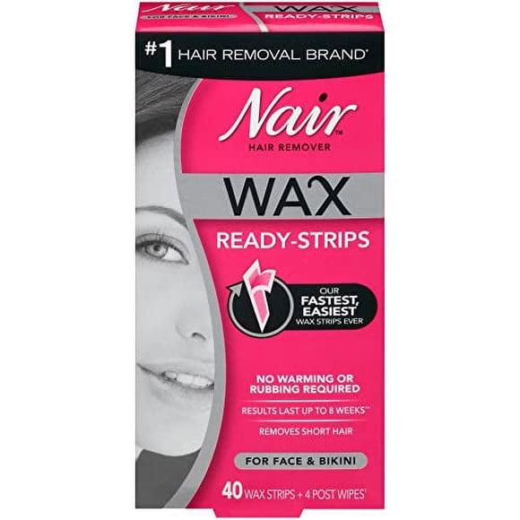 Nair Cire pour Enlever les Poils, Bandes Prêtes à l'Emploi pour le Visage et le Bikini, 40 Unités