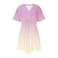 thumbnail image 4 of LOVZFMLL Robe d'Été Décontractée pour Femme à Manches Courtes, Col en V, Boutonnée, Robe de Plage pour Vacances et Voyages avec Poches, Jaune, G, 4 of 9