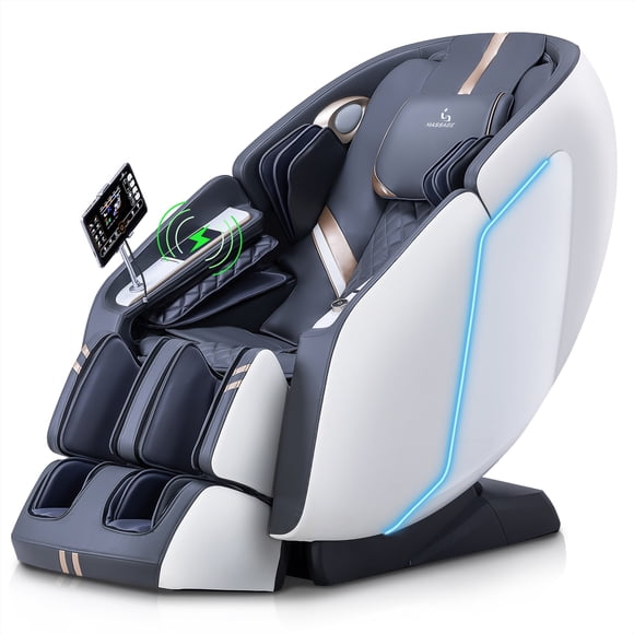 MassaMAX 2026 Fauteuil de Massage 4D, Massage de Yoga Corps Entier à Gravité Zéro, Chauffage du Mollet et du Bas du Dos, Blanc