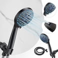 thumbnail image 2 of Hearth & Gear High Pressure 8 Mode Handheld Shower Head. Built In Power Wash To Clean Tub Tile & Extra Long 4.92 Ft. Stainless Steel Hose Wall & Overhead Brackets Color Changing Shower Head with Hose, 2 of 7