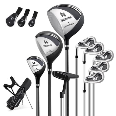 Gymax Men's Left-Handed Complete Golf Clubs & Bag Set w/460CC #1 Driver #3 Fairway Black