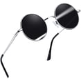 thumbnail image 1 of Joopin Lunettes de Soleil Rondes Polarisées pour Hommes Femmes Rétro Métal Hippie Style Cercle Lunettes de Soleil Protection UV, 1 of 8