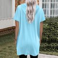 thumbnail image 3 of 2025 Femmes Été Décontracté T-Shirt de Compression pour Femmes Manches Courtes Couleur Unie Col Roulé Simulé Femmes Manches Longues à Capuche Long Double Poche Chandail de Course pour Femmes T-Shirt, 3 of 7