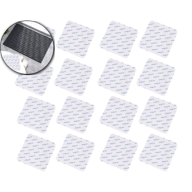 Dvruxg Double Sided Carpet Grippers, 16 Pcs Washable Rug Adhesive Tape, Traceless Floor Mat Stickers for Securing Area Rugs on Hardwood Floors