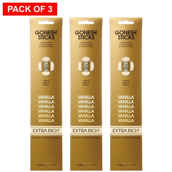 Gonesh Extra Rich Vanilla 20 Sticks (Packaging And Scents May Sometimes Vary) - Pack of 3