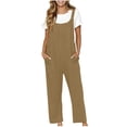 thumbnail image 2 of LSLJS Women's Cotton Linen Loose Sleeveless Jumpsuits Spaghetti Strap Stretchy Solid Jumpsuit with Pockets, 2 of 9