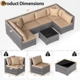 thumbnail image 3 of Costway 7PCS Patio Rattan Furniture Set Sectional Sofa Cushioned Garden Beige, 3 of 10