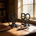 thumbnail image 4 of Fufafayo Metal Bookends For Books, Decorative Notebook Ends, Heavy Duty Notebook Holder For Desk Bookcase, Alphabet Letter Bookends For Office Library Home Decor, 4 of 6