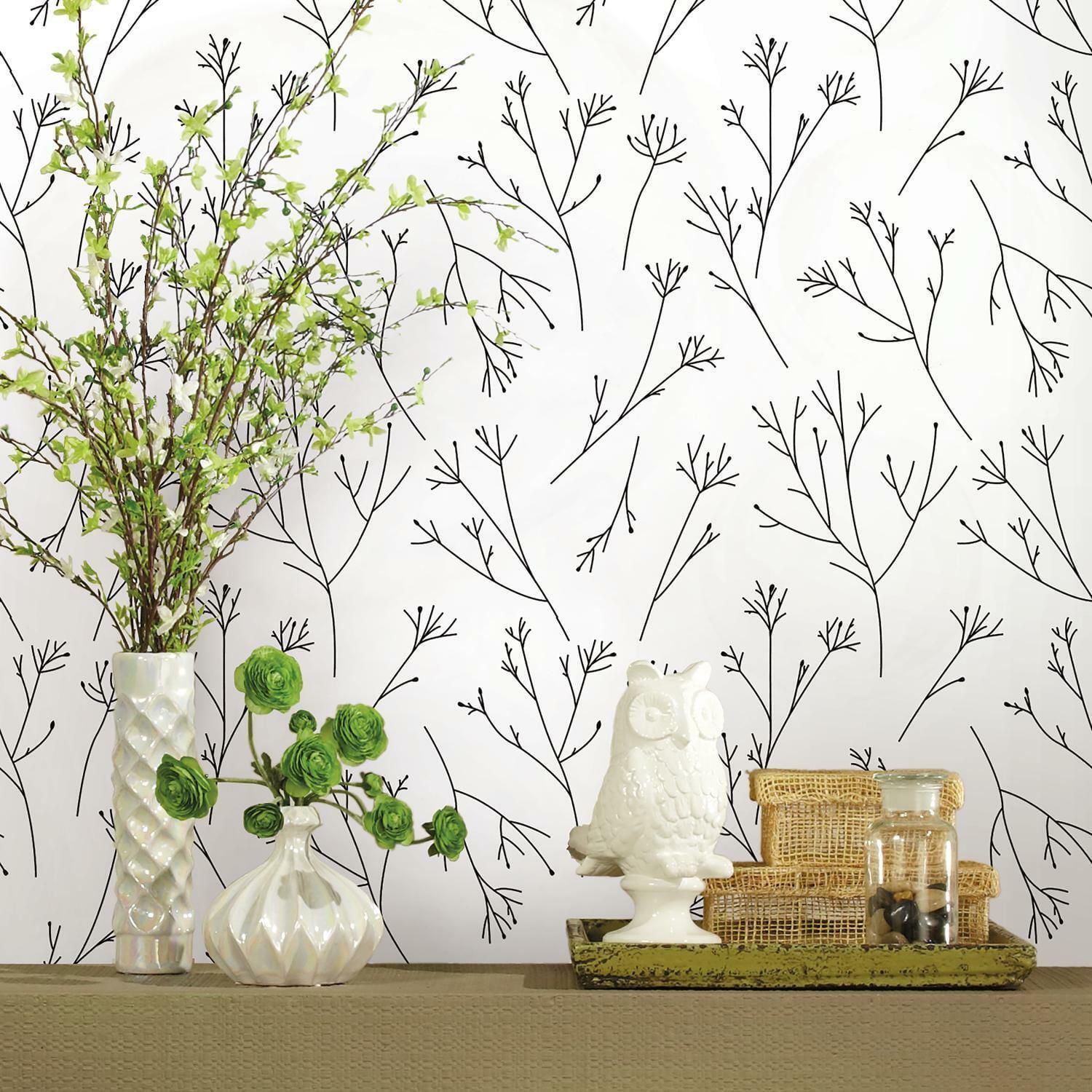 Roommates Black Twigs Peel & Stick Wallpaper