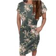 thumbnail image 4 of Robes d'Été pour Femmes Décontractées à Col Rond à Bretelles à Manches Courtes à Imprimé Floral Robe Ample avec Poches Robe d'Été Robes pour Femmes 2023 Formelle en Liquidation, 4 of 6