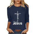 thumbnail image 2 of Daisyyozoid T-Shirt de Pâques Joyeuses pour Femme Col Rond Haut à Manches Longues Haut à Manches Longues Col Rond T-Shirt, 2 of 5