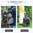 thumbnail image 4 of PawHut Boîte de Bagage pour Animaux 2-en-1 Sac à Dos Transporteur avec Poignée Roue Roulante Gris, 4 of 10