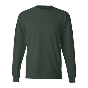 Hanes Beefy-T T-Shirt à Manches Longues pour Hommes, 3TG, Vert Forêt Profond