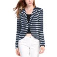 thumbnail image 2 of INSPIRE CHIC Women's Notched Lapel Button Decor Thin Striped Blazer XL Blue, 2 of 8