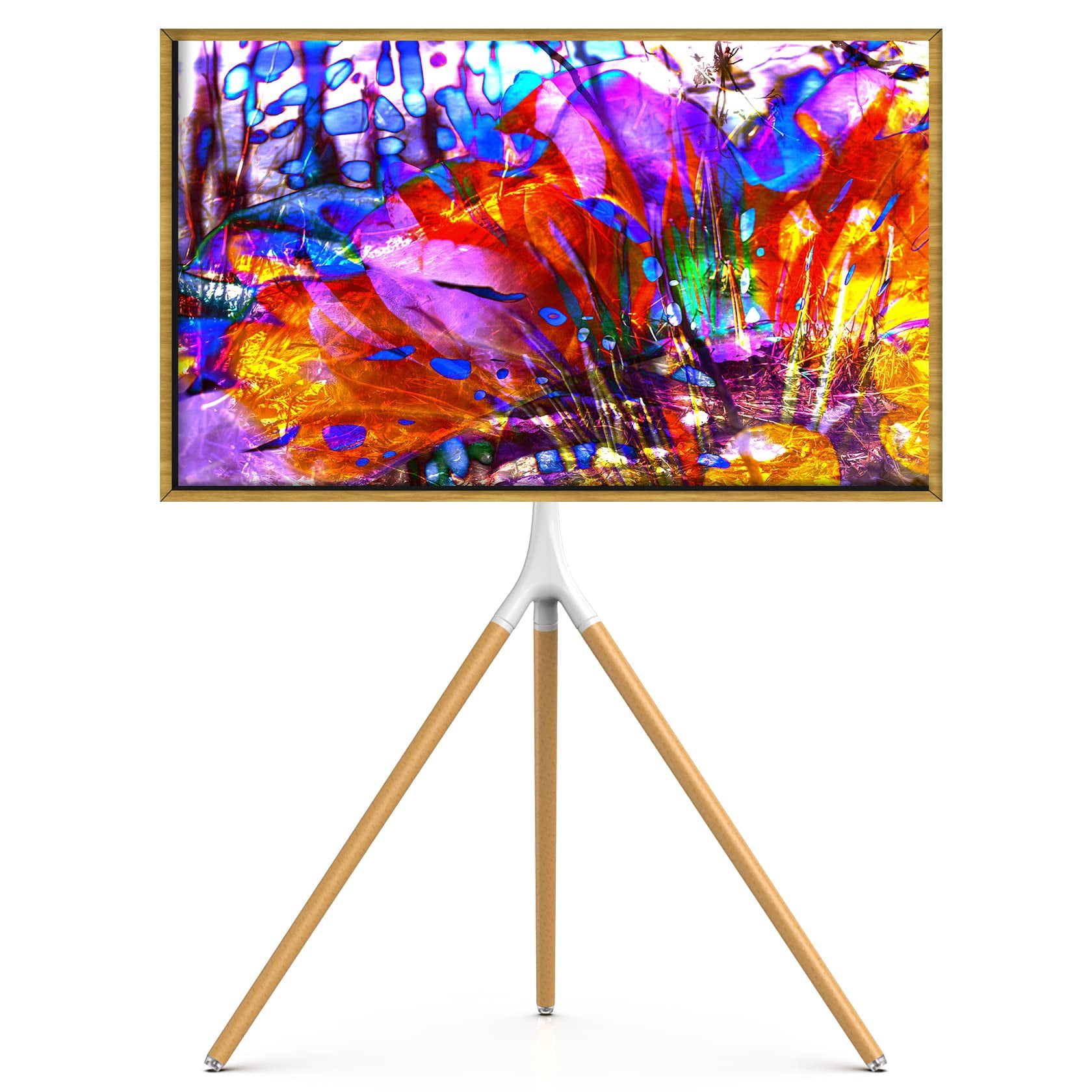 UPGRAVITY Easel TV Stand with Tripod Base for 45" to 65" LED LCD OLED Flat Screens up to 77lbs, Swivel & Height Adjustable TV Tripod Stand for Corner, Portable TV Stand with 2 Cable Straps, White