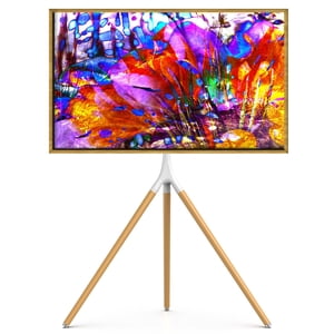 UPGRAVITY Easel TV Stand with Tripod Base for 45" to 65" LED LCD OLED Flat Screens up to 77lbs, Swivel & Height Adjustable TV Tripod Stand for Corner, Portable TV Stand with 2 Cable Straps, White