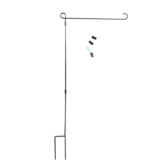 HOOSUN Support de Drapeau de Jardin, Mât de Drapeau de Jardin en Métal Enduit de Poudre, Peinture Résistante aux Intempéries avec une Pince et Deux Butées à Ressort Sans Drapeau