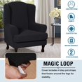 thumbnail image 3 of Stretch Wing Chair Cover Jacquard Spandex Stretch Slipcovers for Wingback Chairs, Slip Resistant Stylish Wingback Chair Cover 2 Piece with Elastic Bottom, Machine Washable - Black, 3 of 7